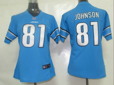 Nike game Women Jerseys Detroit Lions 81 Johnson Blue